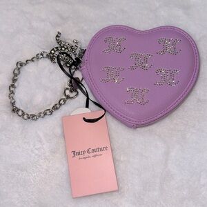 Juicy Couture taking the lead bling Heart Zip Around Wallet Charm Chain Wristlet